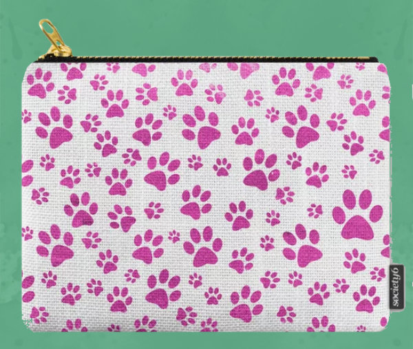 Purple Dog Pawprint Pattern Carry-All Pouch