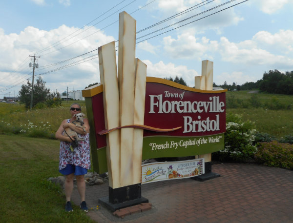 Florenceville-Bristol town sign with french fries